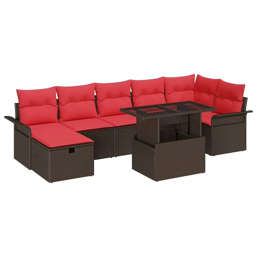 Ensemble de canapé de jardin 8 pcs Marron Poly rotin - 2