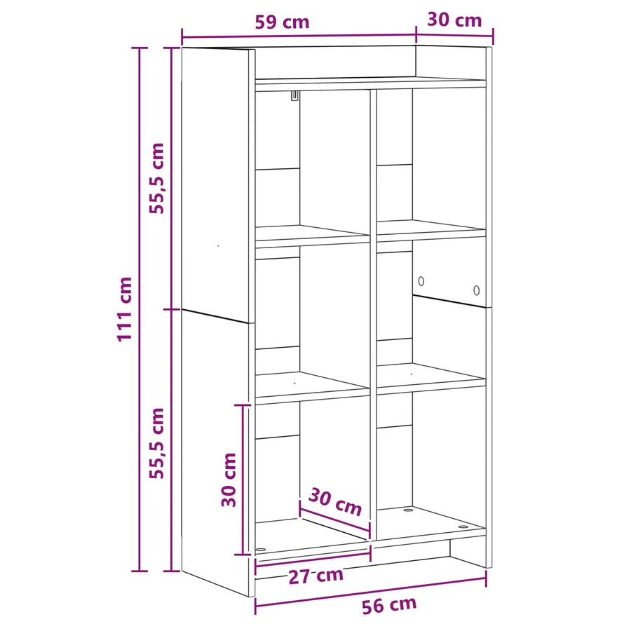 Bibliothèque Blanc 59 x 30 x 111 cm Bois d'ingénierie - 8