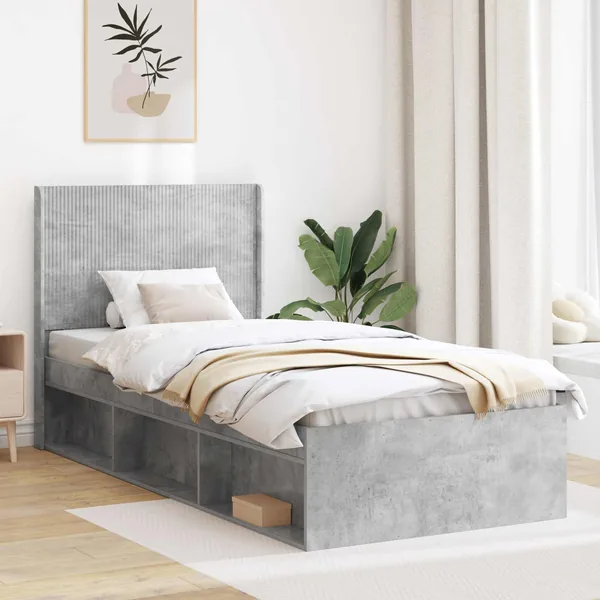 Tête de lit Gris béton Bois d'ingénierie