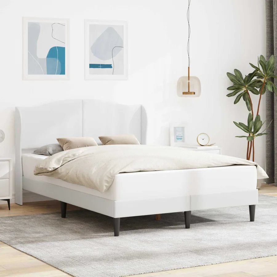 Cadre de lit avec tête de lit Blanc 120 x 190 cm Simili cuir
