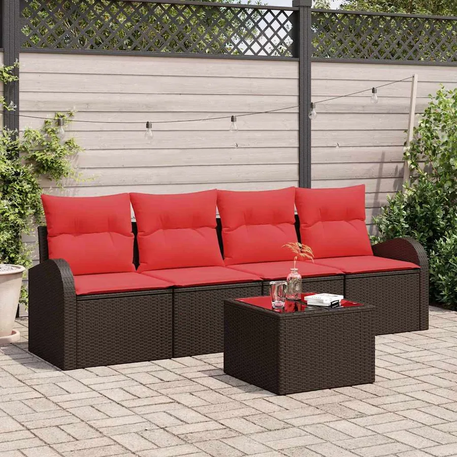 Ensemble de canapé de jardin Marron 55 x 55 x 37 cm polyrotin