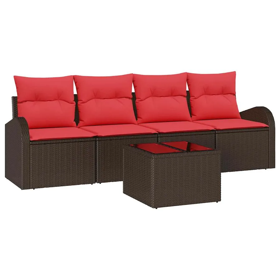 Ensemble de canapé de jardin Marron 55 x 55 x 37 cm polyrotin - 2