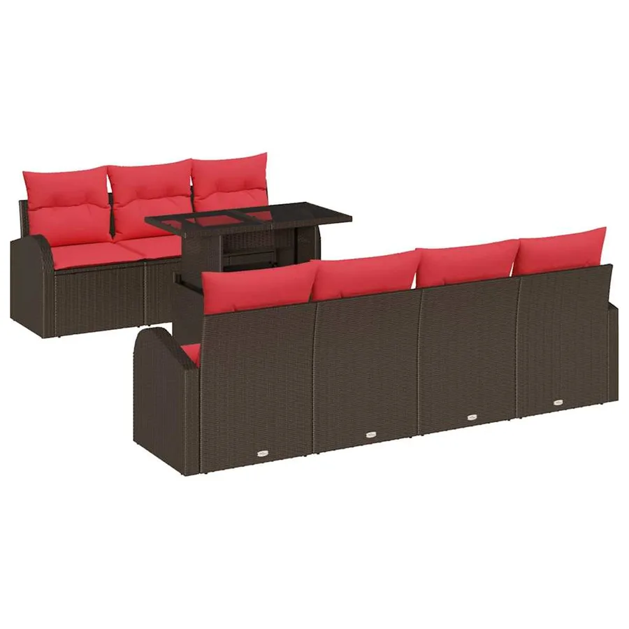 Ensemble de canapé de jardin 8 pcs Marron Poly rotin - 2