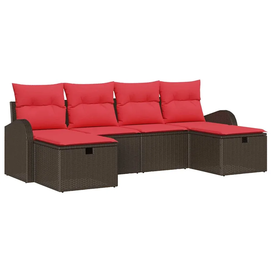 Ensemble de Canapés 6 pcs Marron et rouge polyrotin - 2