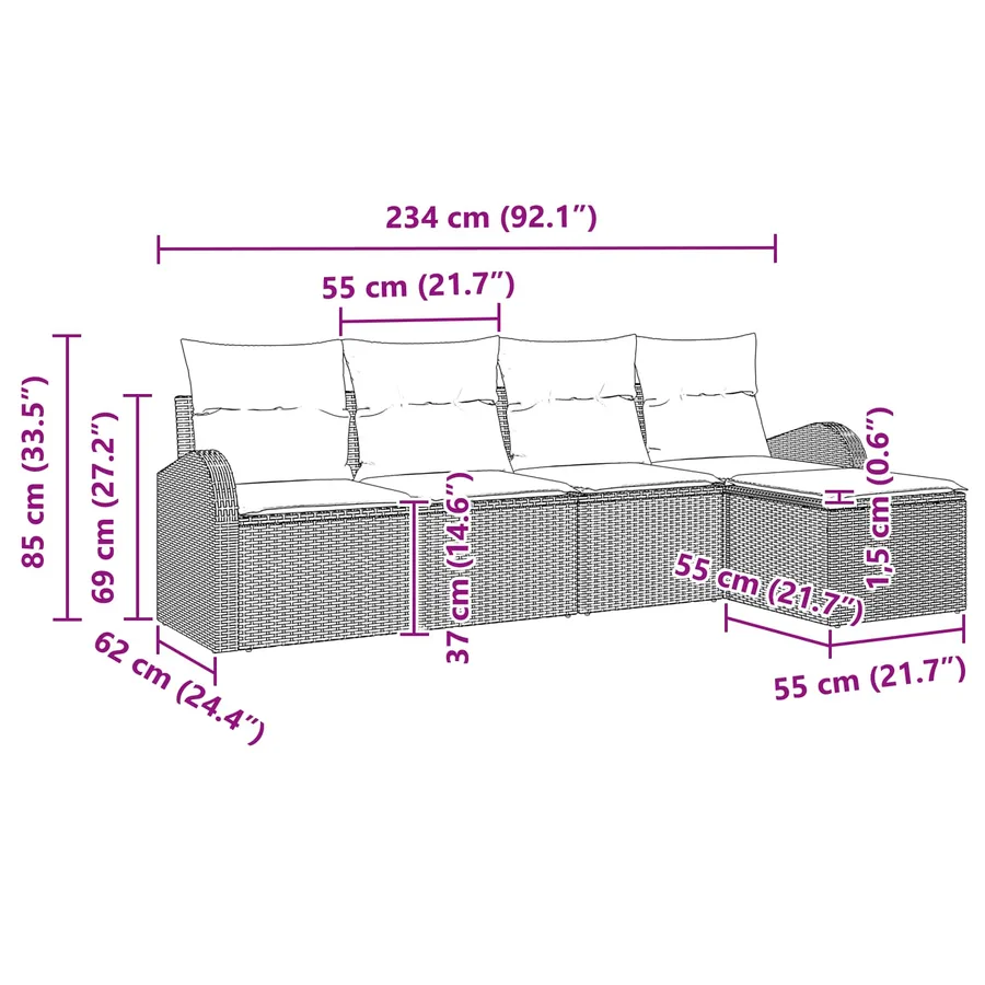 Ensemble de canapé de jardin 5 pcs Marron polyrotin - 11