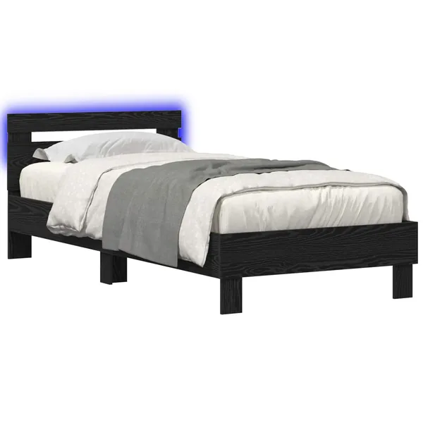 Cadre de lit avec LED Chêne noir 80 x 200 cm Bois d'ingénierie