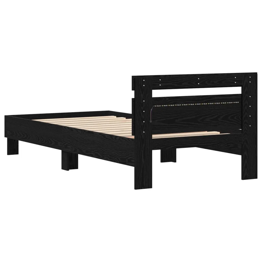 Cadre de lit avec LED Chêne noir 80 x 200 cm Bois d'ingénierie - 5