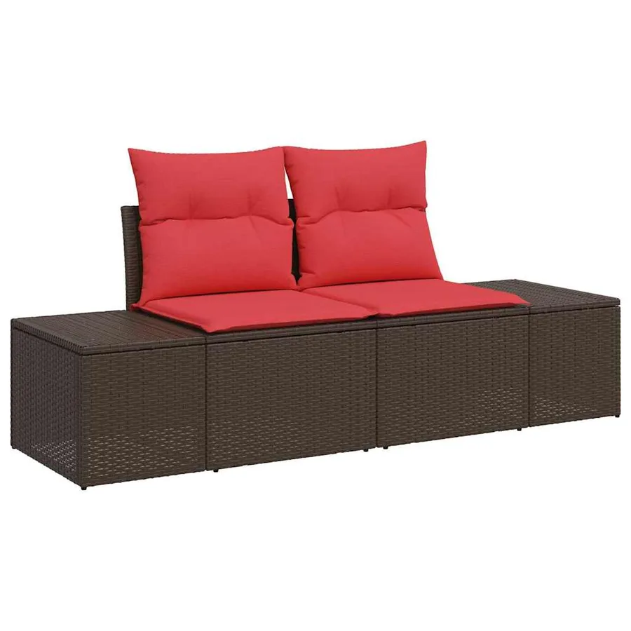 Ensemble de canapé de jardin 7 pcs Marron polyrotin - 4