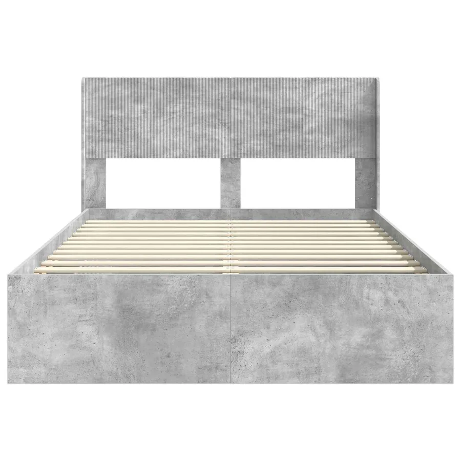 Cadre de lit avec rangement et tête de lit Gris béton - 5