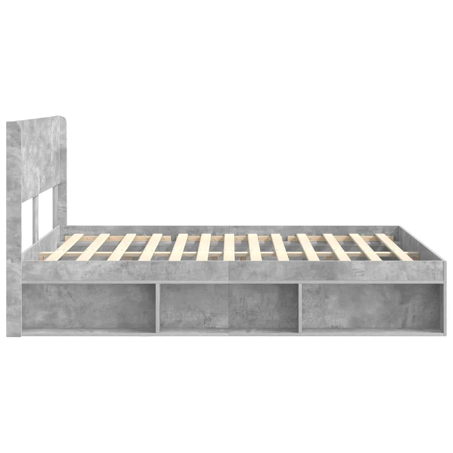 Cadre de lit avec rangement et tête de lit Gris béton - 6