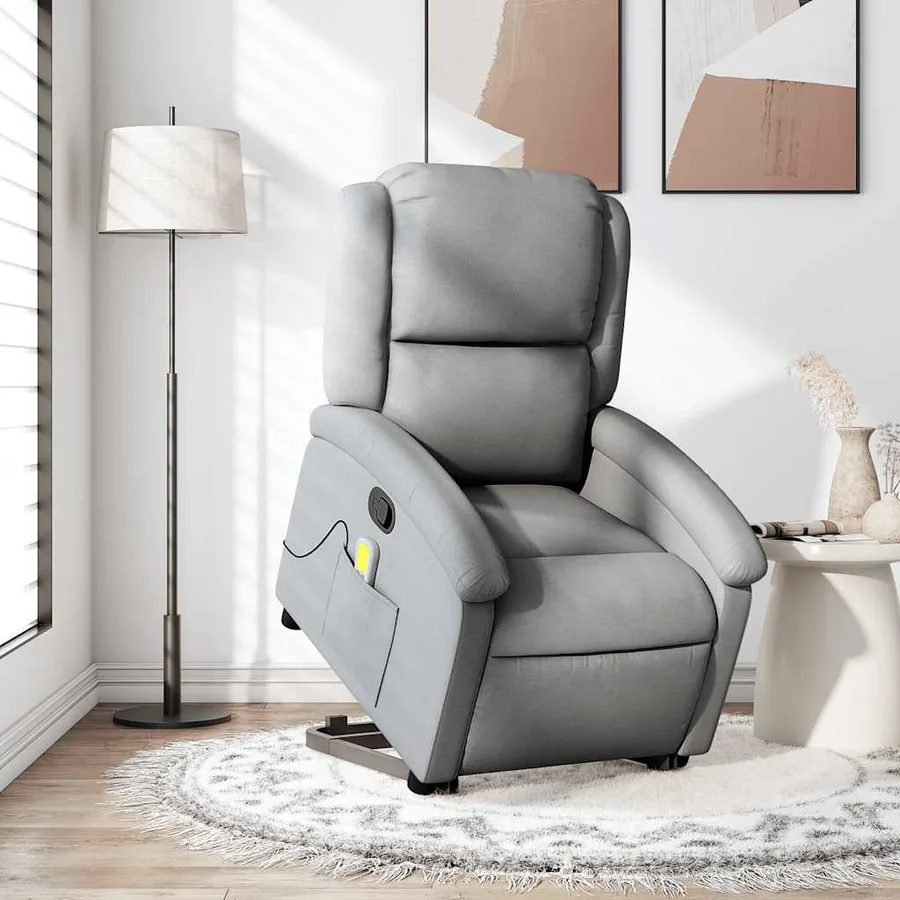 Fauteuil de massage inclinable Gris clair Tissu - 15