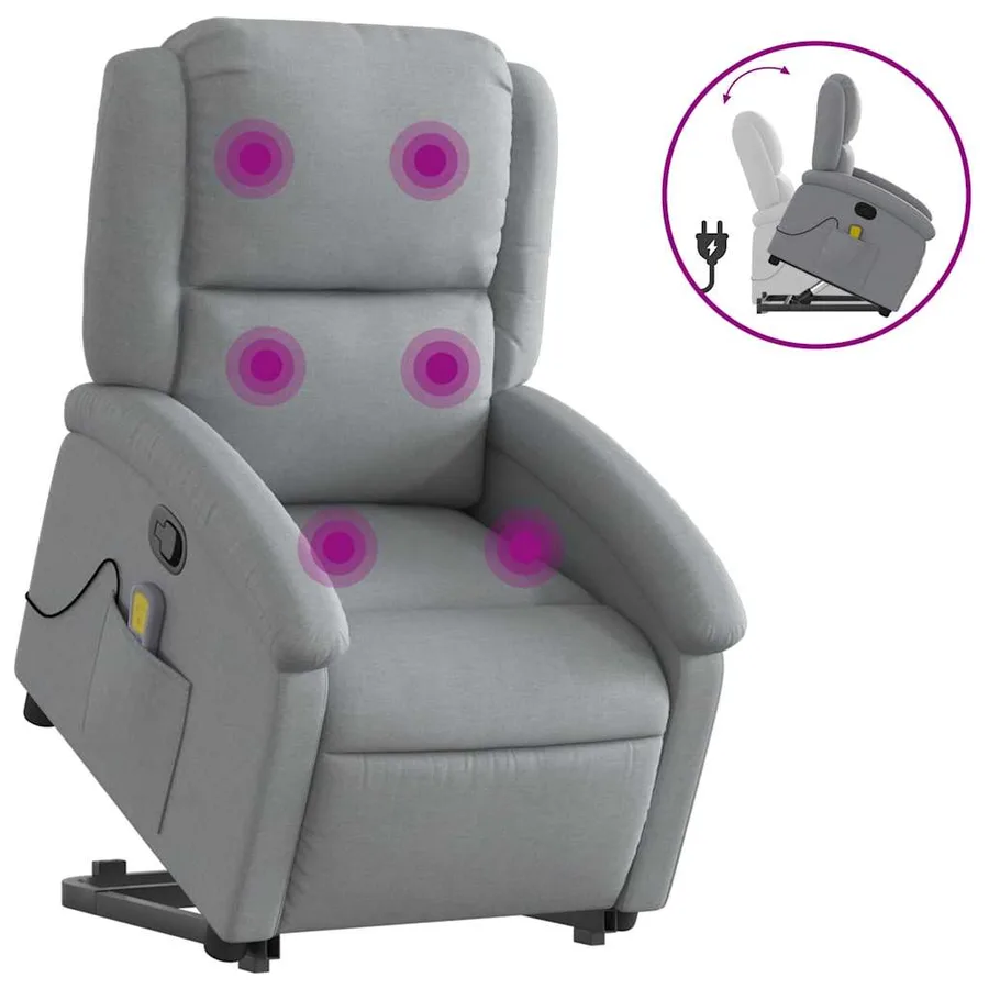 Fauteuil de massage inclinable Gris clair Tissu - 2