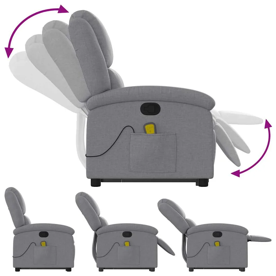 Fauteuil de massage inclinable Gris clair Tissu - 7