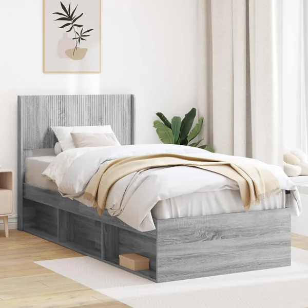 Cadre de lit avec rangement et tête de lit 3 pcs