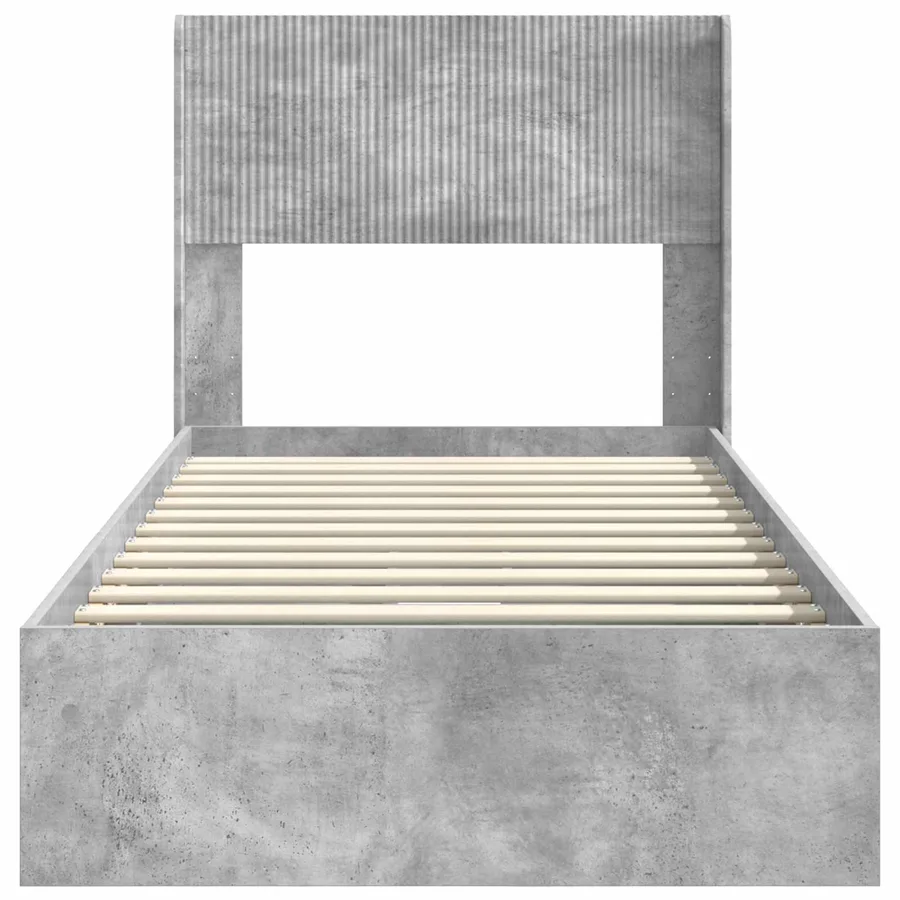 Cadre de lit avec rangement et tête de lit Gris béton - 6