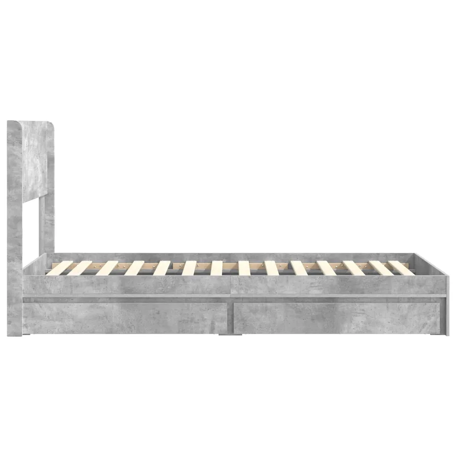 Cadre de lit avec rangement et tête de lit Gris béton - 7