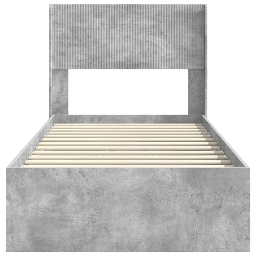 Cadre de lit avec rangement et tête de lit Gris béton - 6