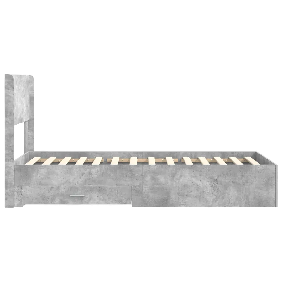 Cadre de lit avec rangement et tête de lit Gris béton - 7