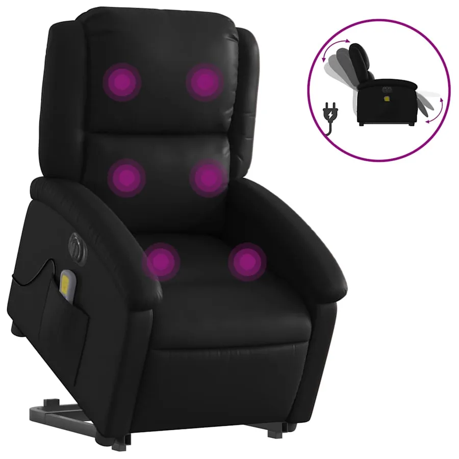 Fauteuil inclinable de massage électrique noir similicuir - 2