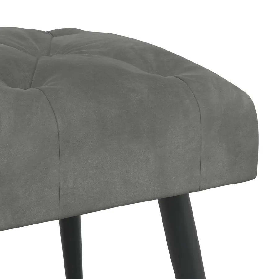 Banc avec capitonnage bouton Gris foncé 80 x 40 x 46 cm Velours - 6