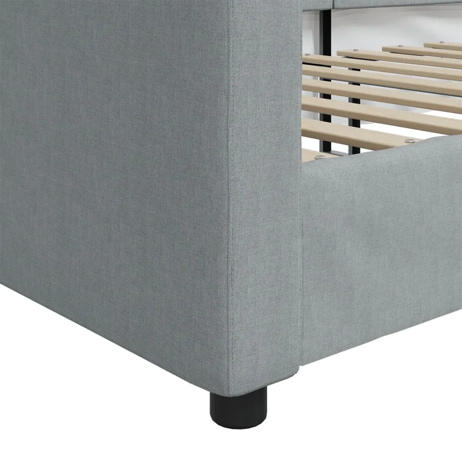 Lit de jour gris clair 100x190 cm tissu - 6