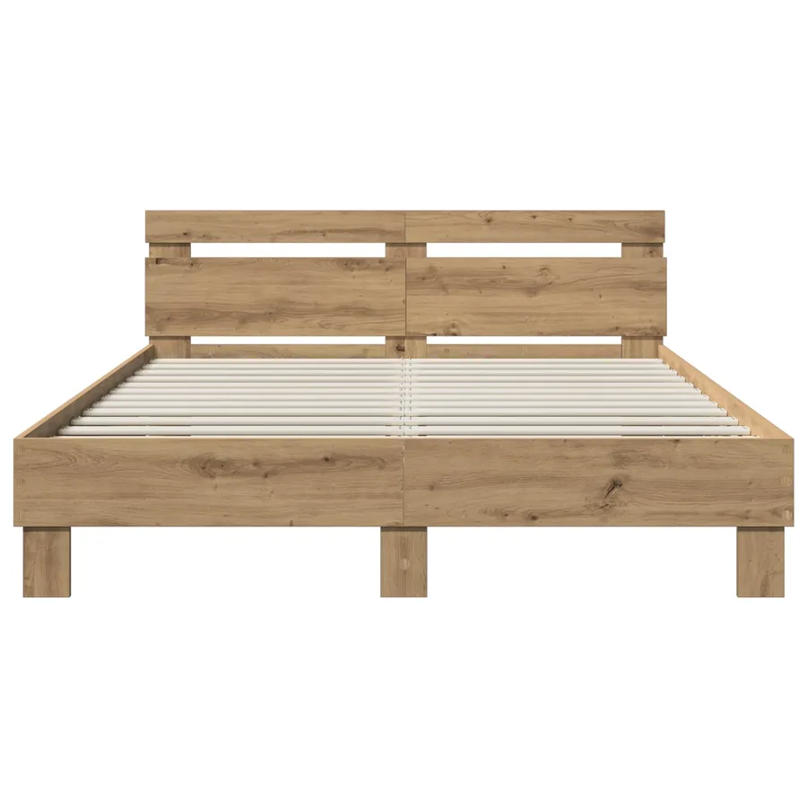 Cadre de lit Chêne artisanal 135 x 190 cm Bois d'ingénierie - 4