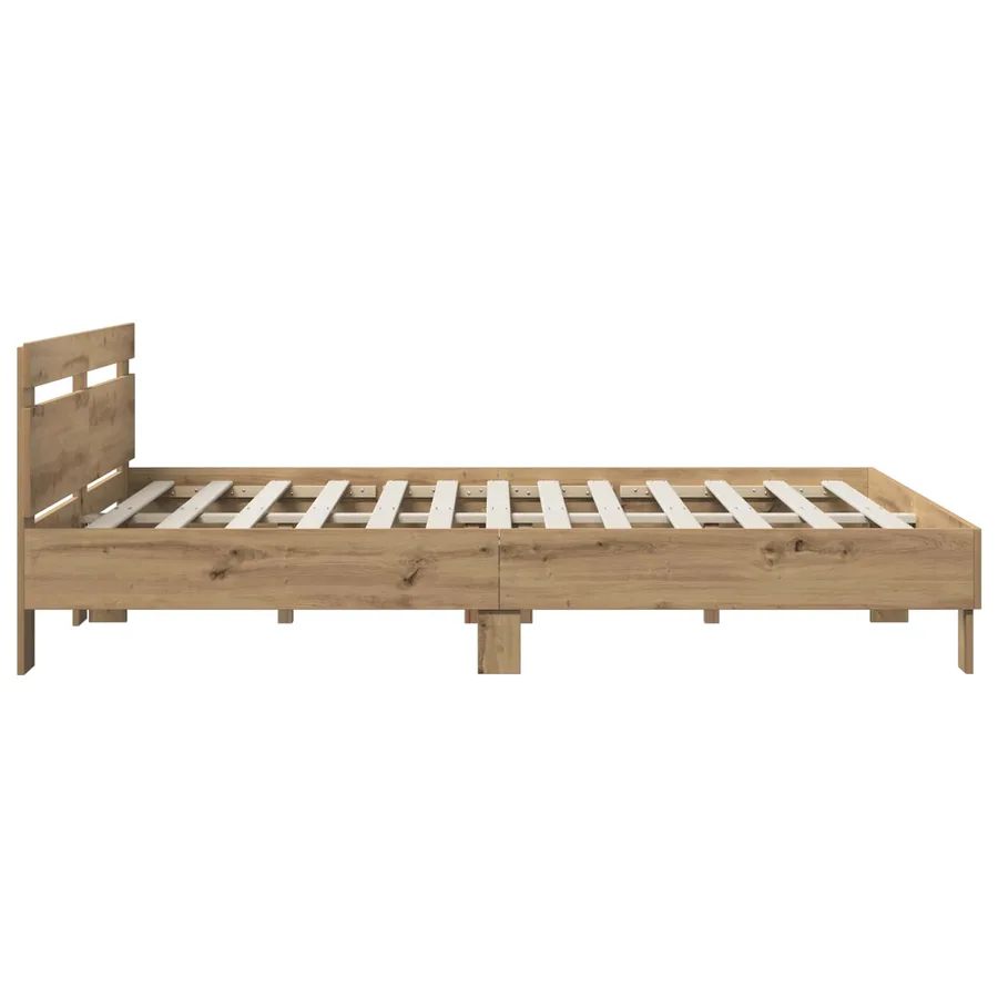 Cadre de lit Chêne artisanal 135 x 190 cm Bois d'ingénierie - 5