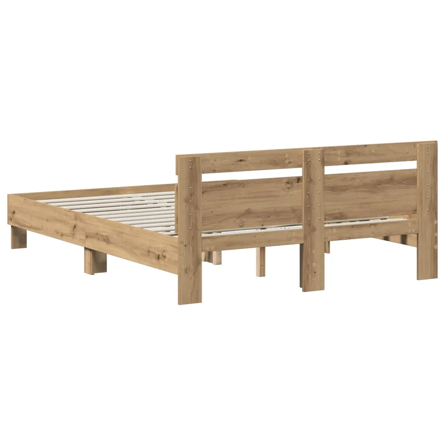 Cadre de lit Chêne artisanal 135 x 190 cm Bois d'ingénierie - 6