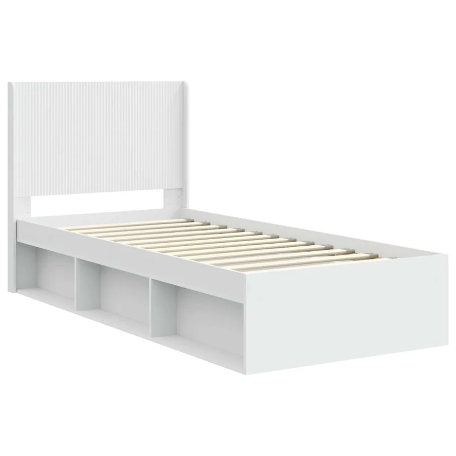 Cadre de lit avec rangement et tête de lit Blanc 75 x 190 cm - 4