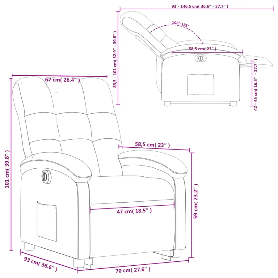 Fauteuil inclinable électrique vert foncé tissu - 16