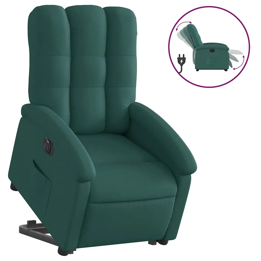 Fauteuil inclinable électrique vert foncé tissu - 2