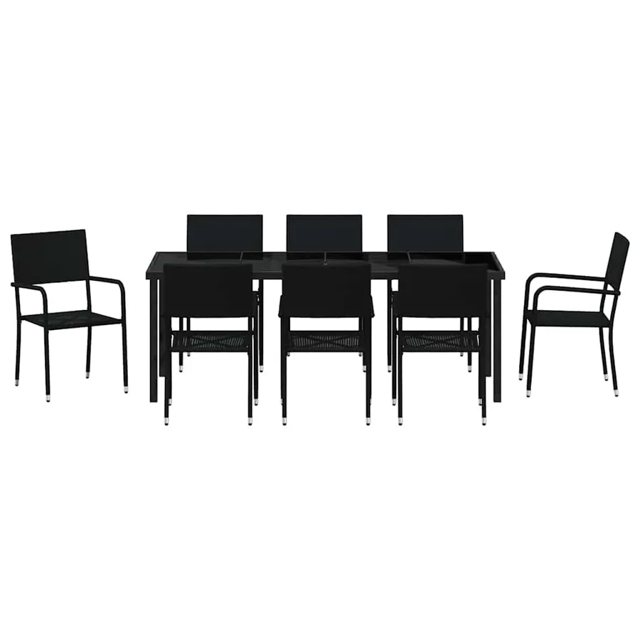 Ensemble de salle à manger pour jardin 9 pcs Noir polyrotin - 7