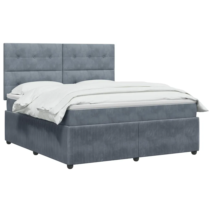 Lit boxspring LED avec matelas Gris foncé 180 x 200 cm Velours - 2