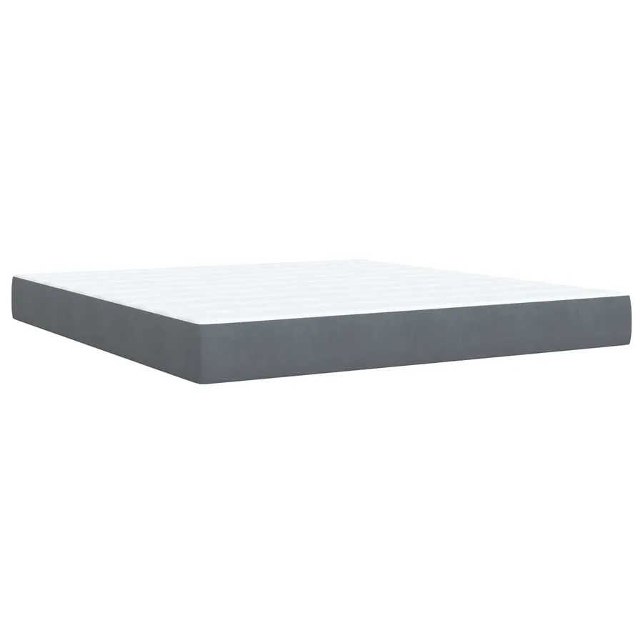 Lit boxspring LED avec matelas Gris foncé 180 x 200 cm Velours - 5
