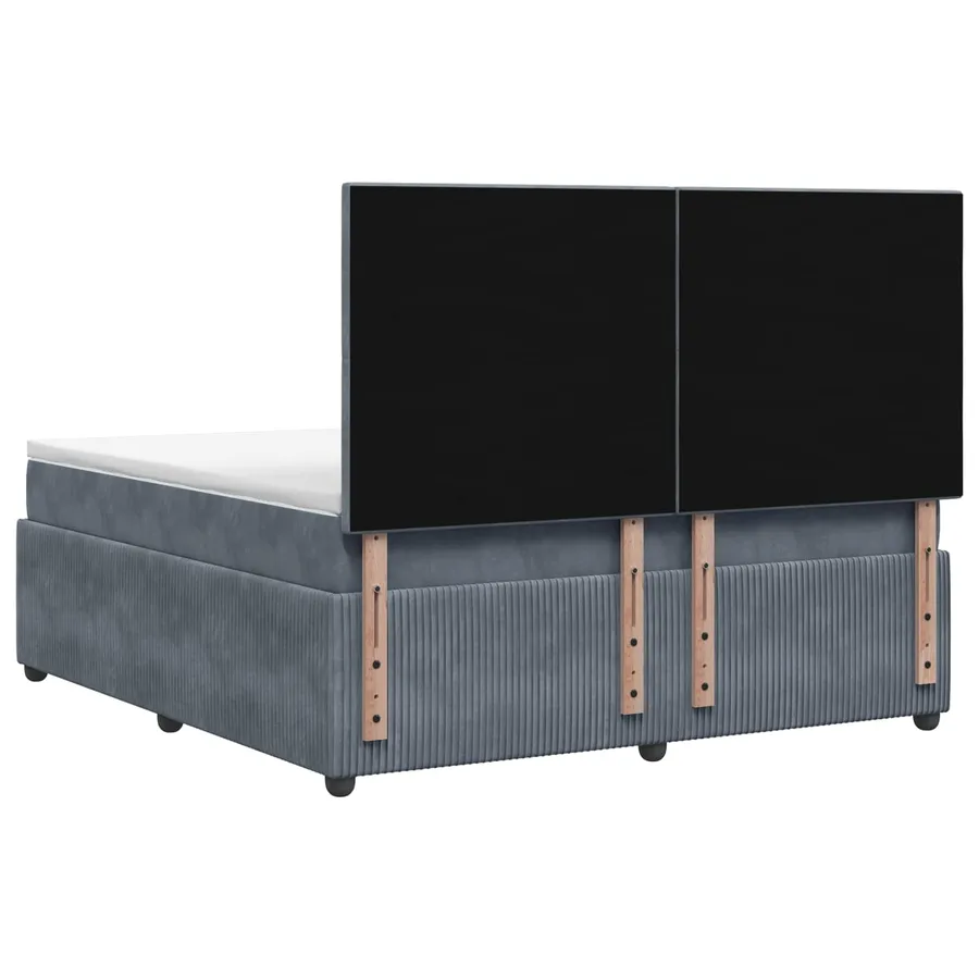 Lit boxspring LED avec matelas Gris foncé 180 x 200 cm Velours - 7