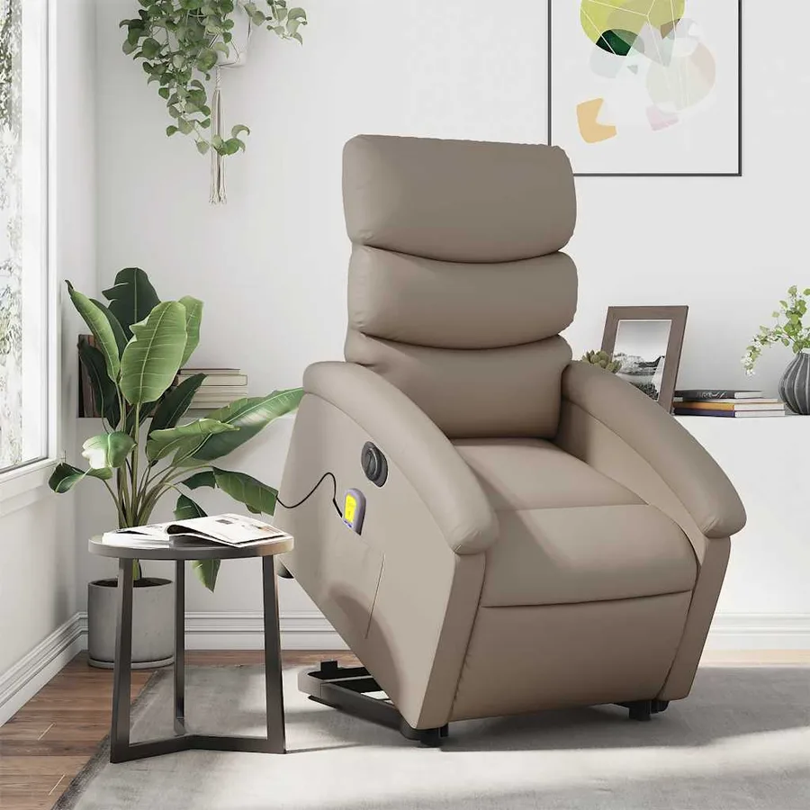 Fauteuil inclinable de massage électrique cappuccino similicuir - 15