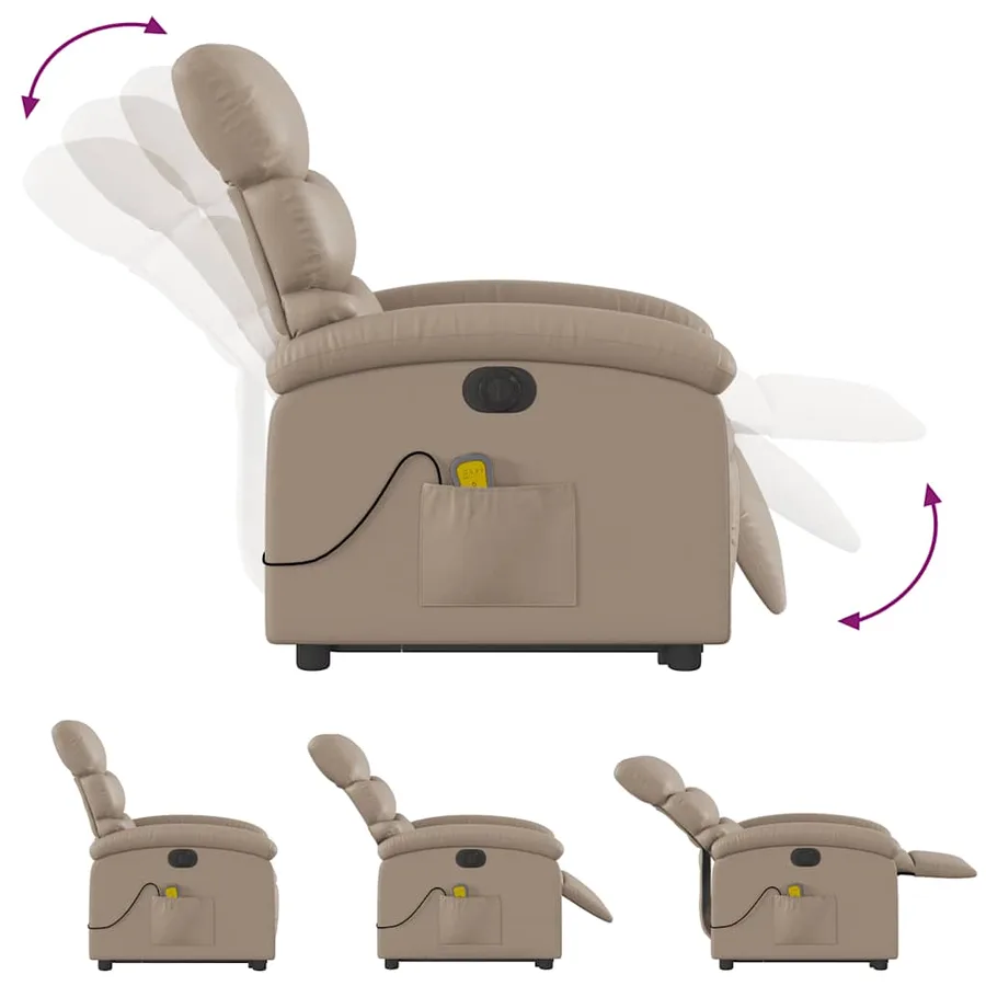 Fauteuil inclinable de massage électrique cappuccino similicuir - 7