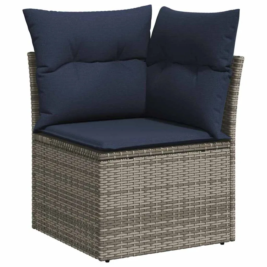 Ensemble de canapé de jardin avec coussin 5 pcs Gris polyrotin - 5