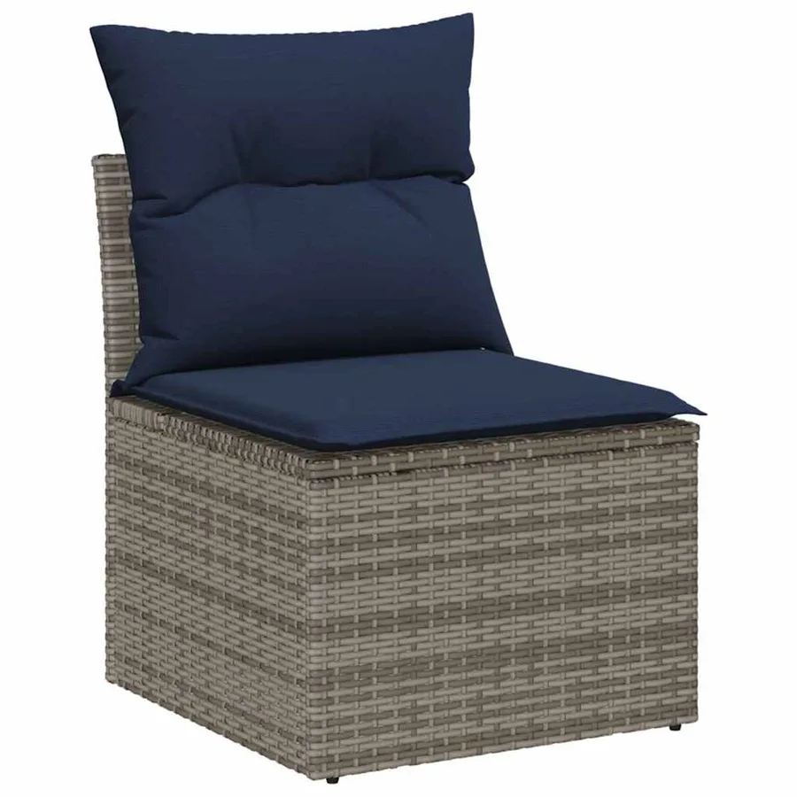 Ensemble de canapé de jardin avec coussin Gris polyrotin - 4