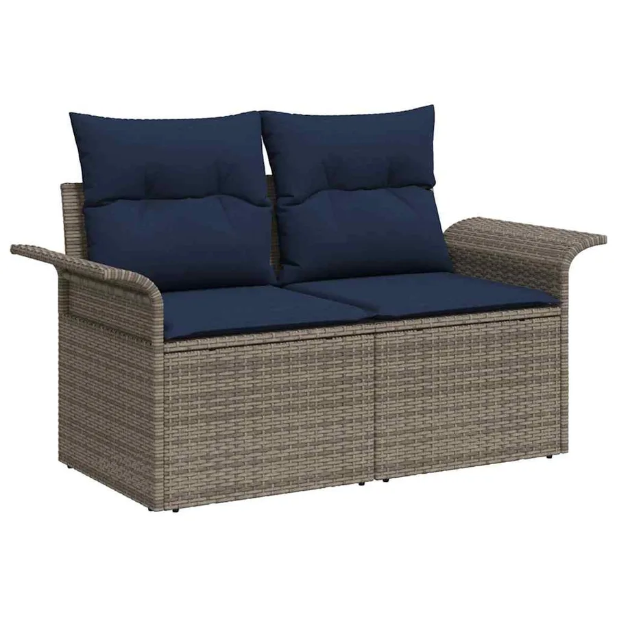 Ensemble de canapé de jardin avec coussin Gris polyrotin - 7
