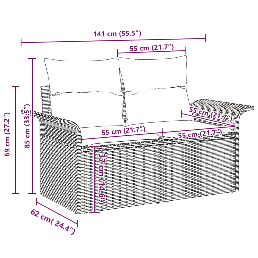 Ensemble de canapé de jardin avec coussin 8 pcs Gris polyrotin - 10