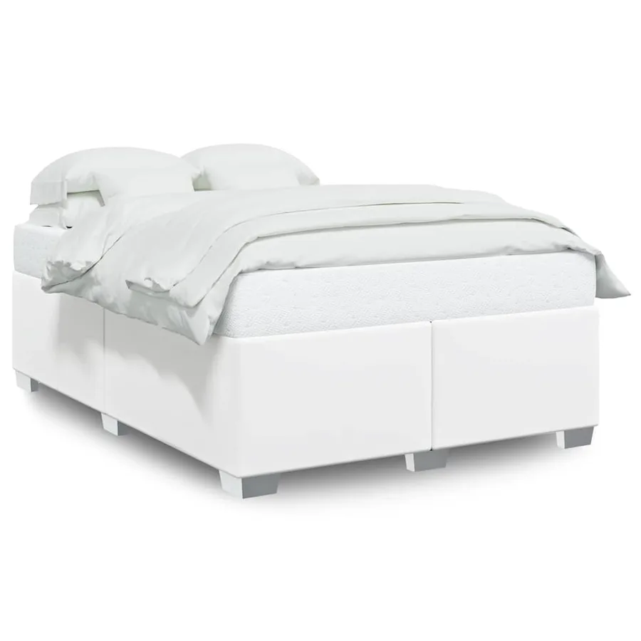 Cadre de lit sans matelas blanc format Queen similicuir - 2