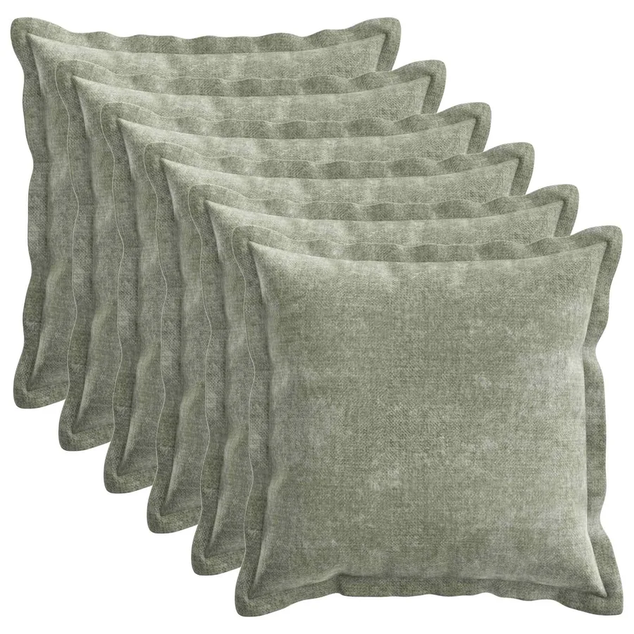 Housse de coussin 6 pcs HOUTEN Vert 50 x 50 cm Tissu Chenille