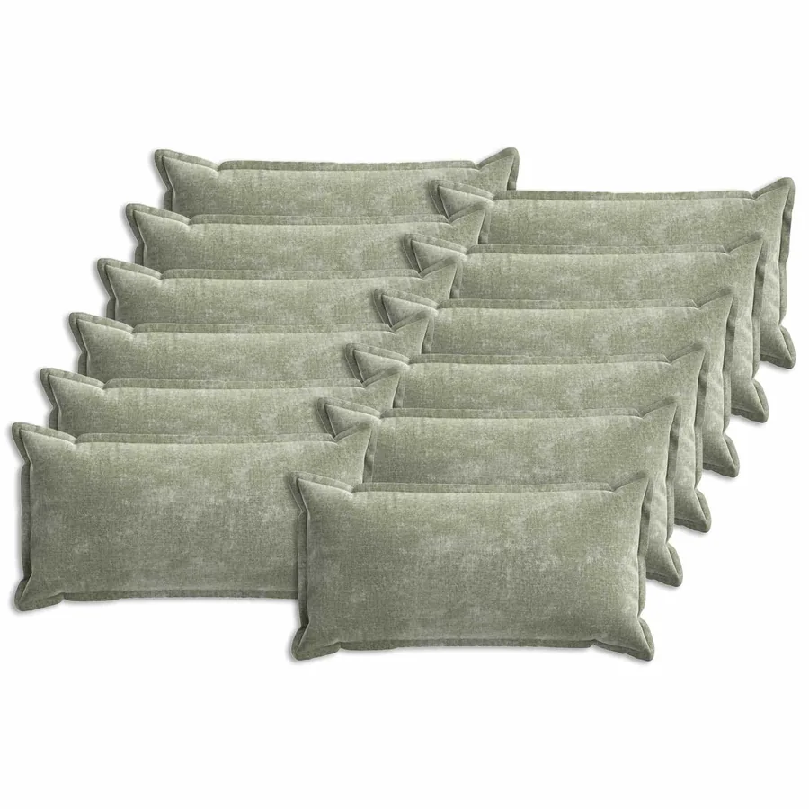 Housse de coussin 12 pcs HOUTEN Vert 40 x 80 cm Tissu Chenille