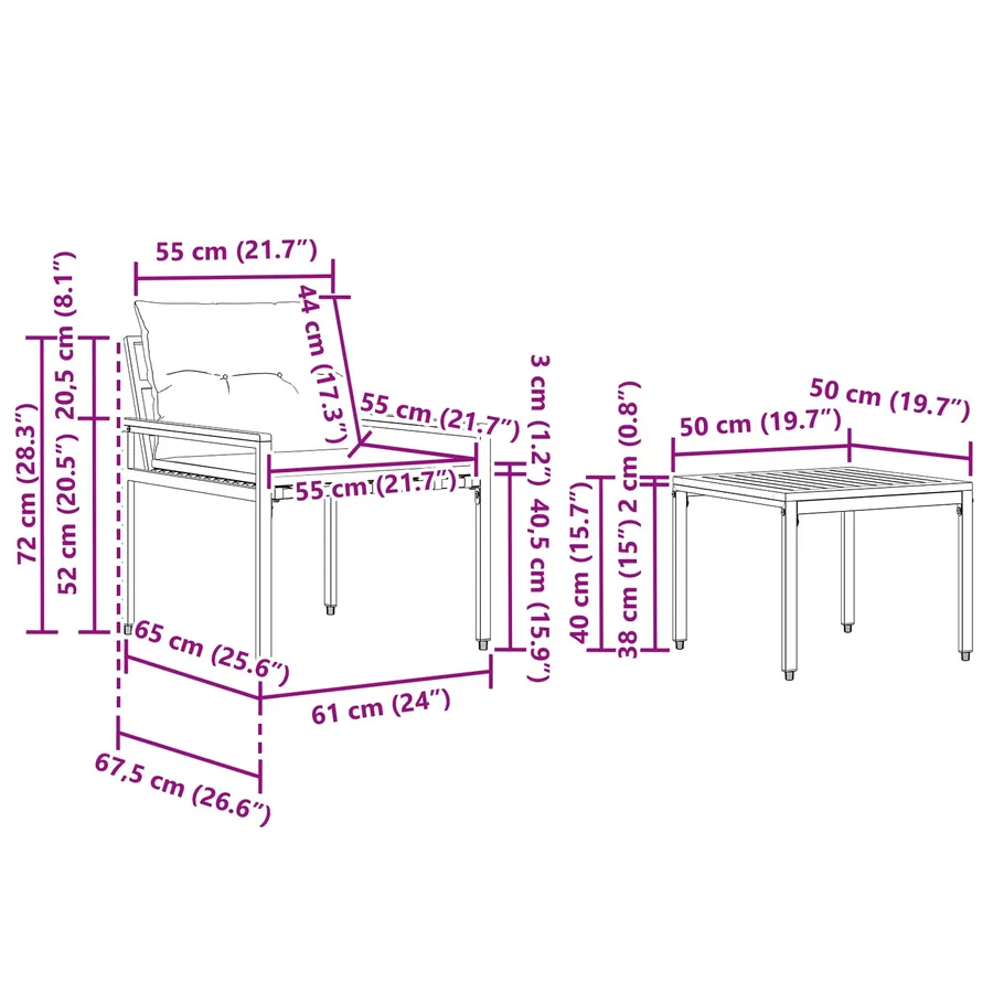 Ensemble de meubles d'extérieur 3 pcs Crème blanc polyrotin - 11