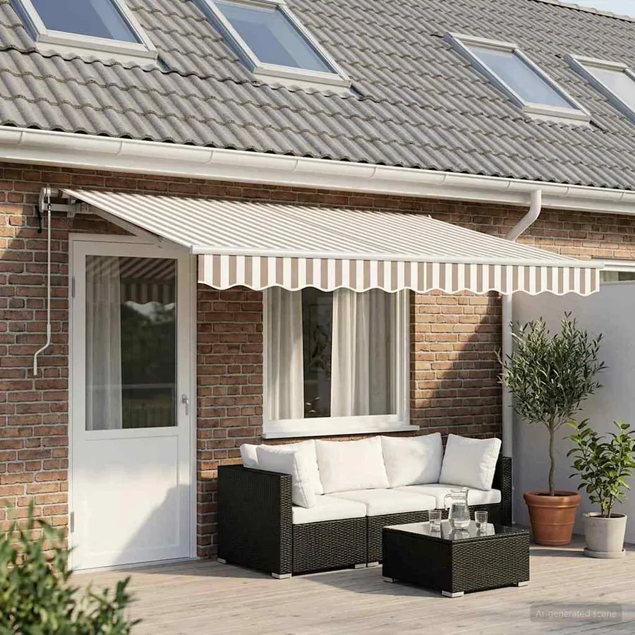 Auvent Rétractable Gris clair et blanc 4 x 2 m tissu