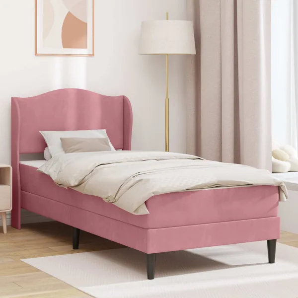 Cadre de lit avec tête de lit Rose 90 x 190 cm Velours