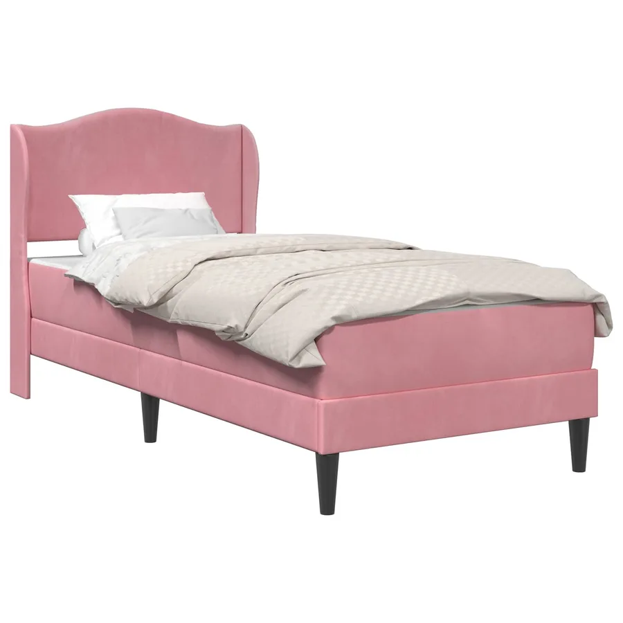 Cadre de lit avec tête de lit Rose 90 x 190 cm Velours - 2