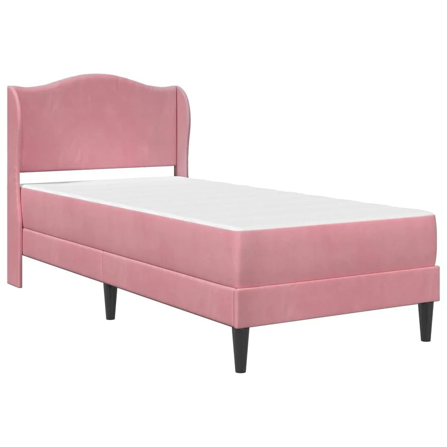 Cadre de lit avec tête de lit Rose 90 x 190 cm Velours - 3