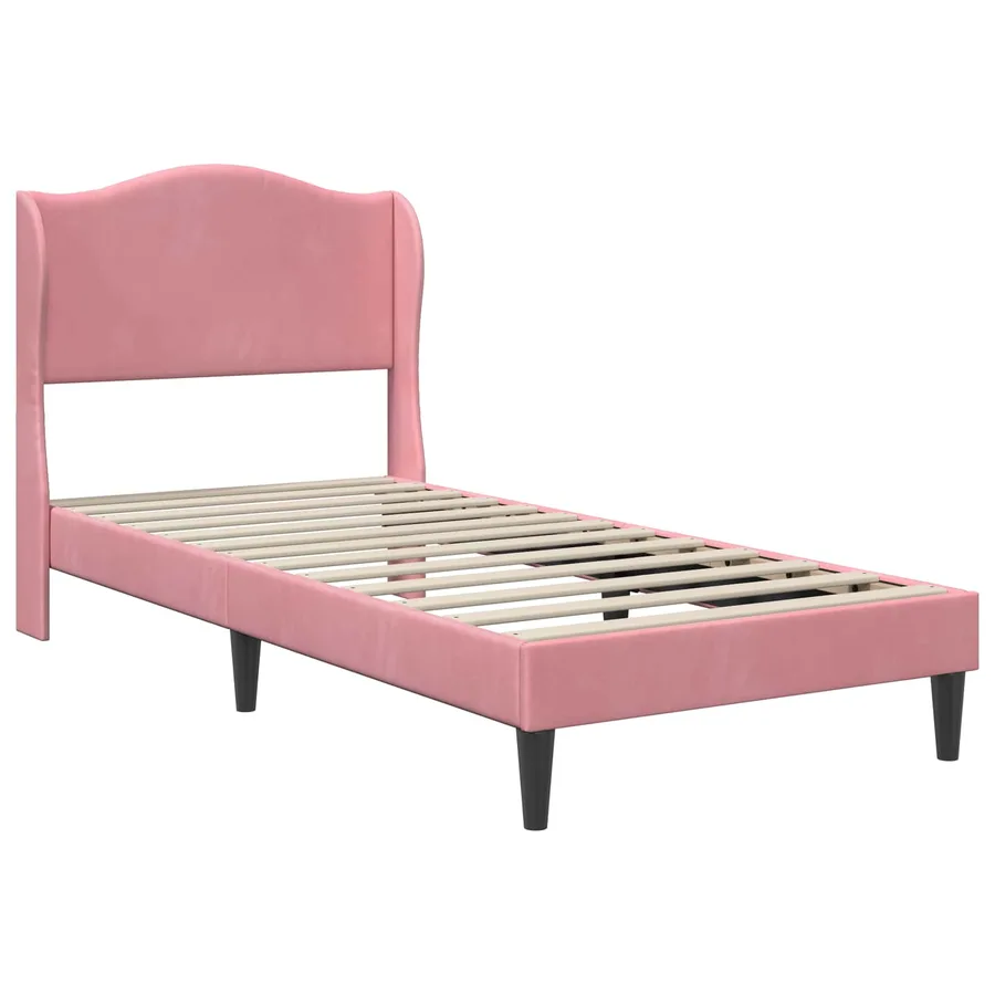 Cadre de lit avec tête de lit Rose 90 x 190 cm Velours - 4